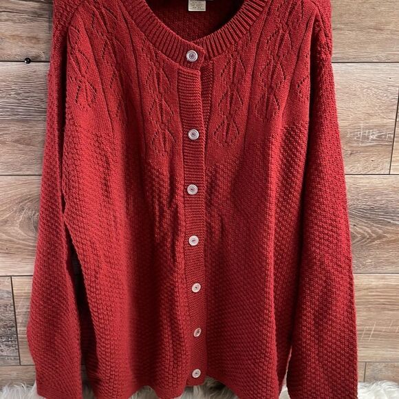 Blair Ladies Button Up Sweater, Size XL,  Red - Picture 3 of 5